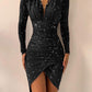Tailored Chain Print Ruched-Waist Slim Dress