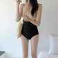 Nude and Black Chic Minimalist Women's One-Piece Swmsuit
