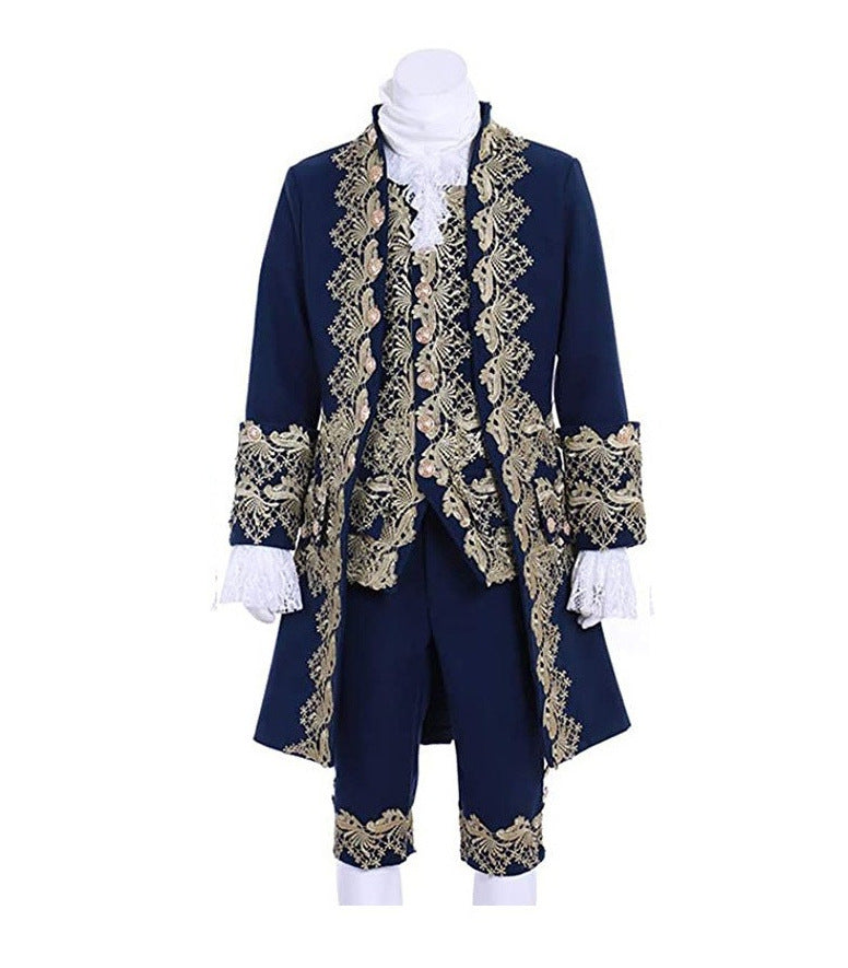 Men's Regency Stage Play Costume, Aristocrat Retro European, Embroidery Lace