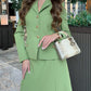 Women's Blazer and Slit Skirt Suit, Avocado Green