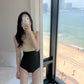 Nude and Black Chic Minimalist Women's One-Piece Swmsuit