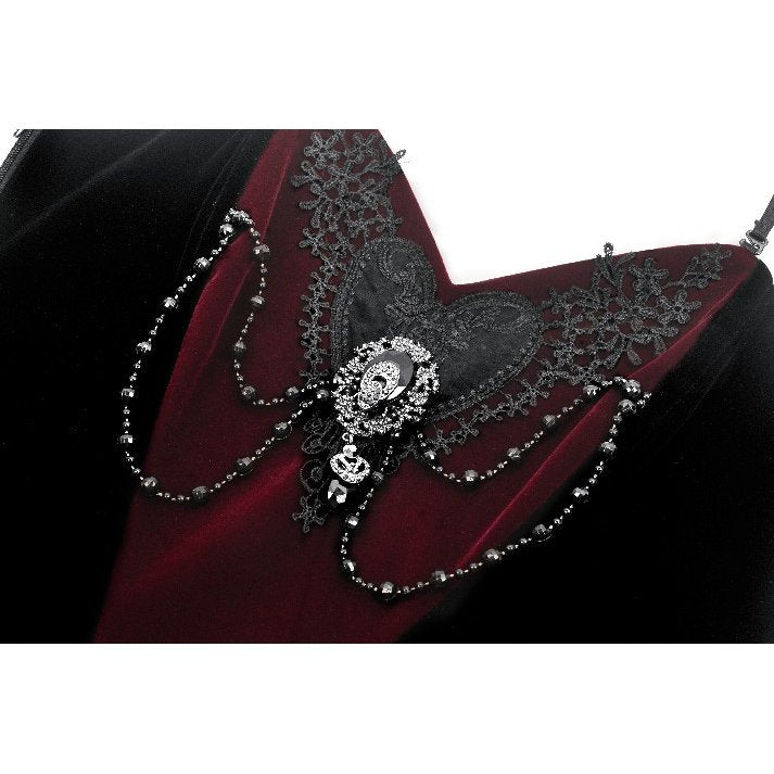 Dark in Love Morrigan Velvet and Lace Chain-Detail Bodysuit
