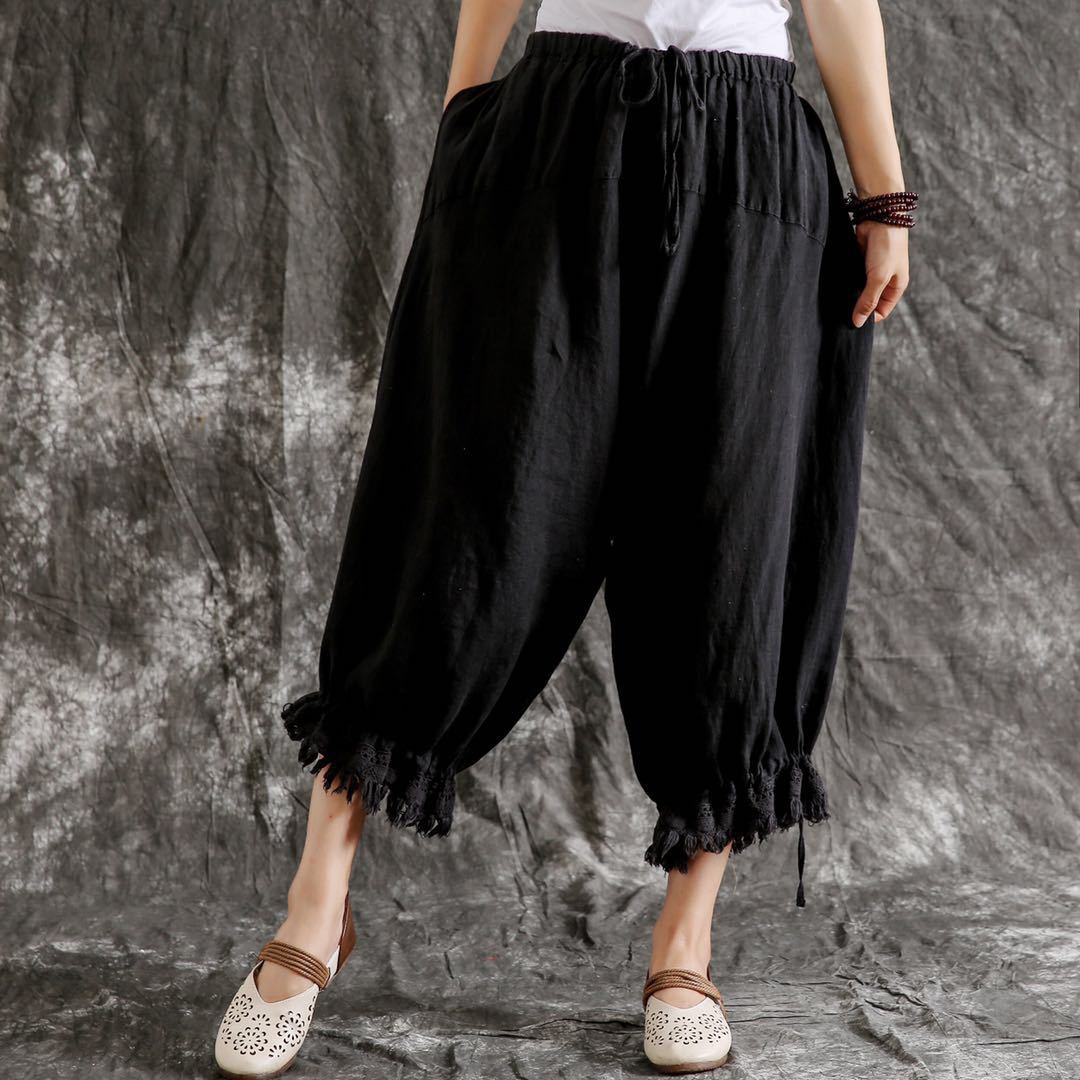 Women's Cotton and Linen Casual Pants, Lantern Trousers