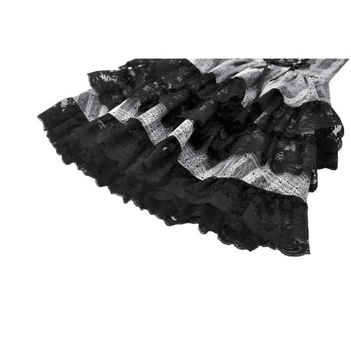 Dark in Love Hexa Layered Tartan Skirt in Black