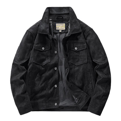 Men's Cross-Season Thin Suede Jacket, Polo Collar