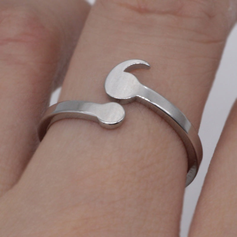 Creative Stainless Steel Semi-Colon Open Ring