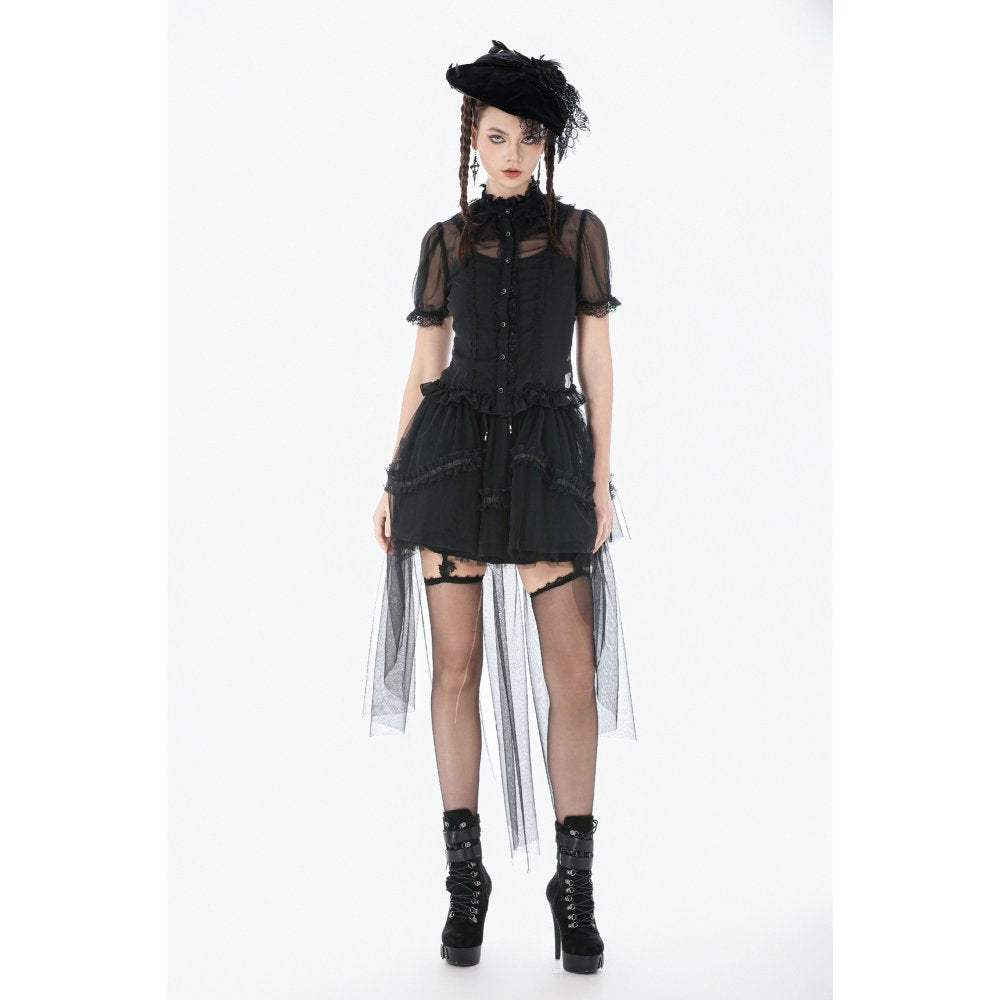 Dark in Love Gothic Tailed Sheer Mesh Petticoat Skirt