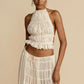 Vireous Two-Piece Ruffled Women's Summer Halter Dress