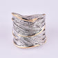 Winding Gold Two-Tone Ring, Full Rhinestone Zirconia Studded