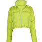 Vireous Women's Cropped High Waist Puffer Jacket