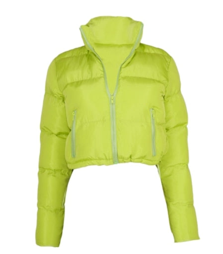 Vireous Women's Cropped High Waist Puffer Jacket