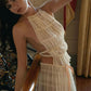 Vireous Two-Piece Ruffled Women's Summer Halter Dress