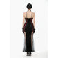 Dark in Love Lilith Red and Black Mesh Panel Goth Gown