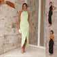 Halter Split Long Dress, Summer Slim Fit Backless Dress
