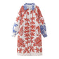 Organic Print Women's Mid-Length Cotton Coat, Spring and Autumn Collection