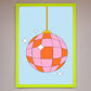 Disco Ball Pink Framed Poster