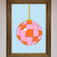 Disco Ball Pink Framed Poster