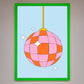 Disco Ball Pink Framed Poster