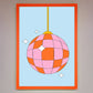 Disco Ball Pink Framed Poster