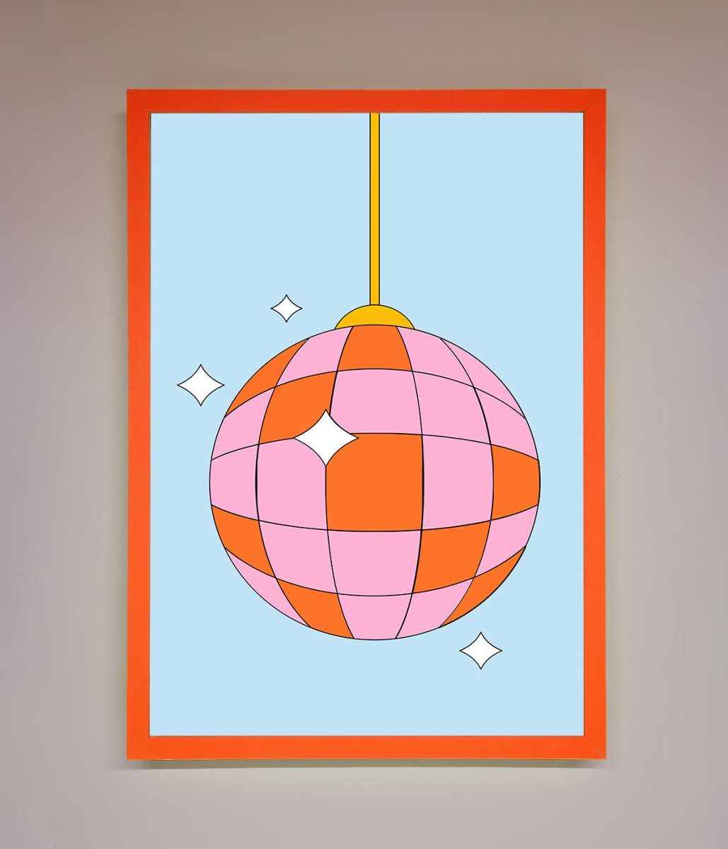 Disco Ball Pink Framed Poster