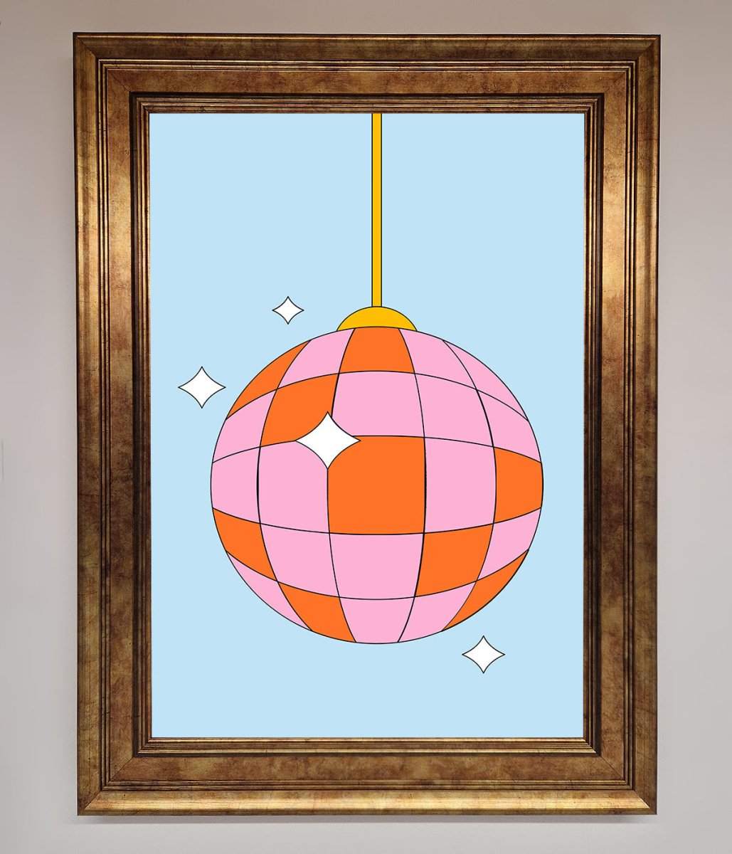 Disco Ball Pink Framed Poster