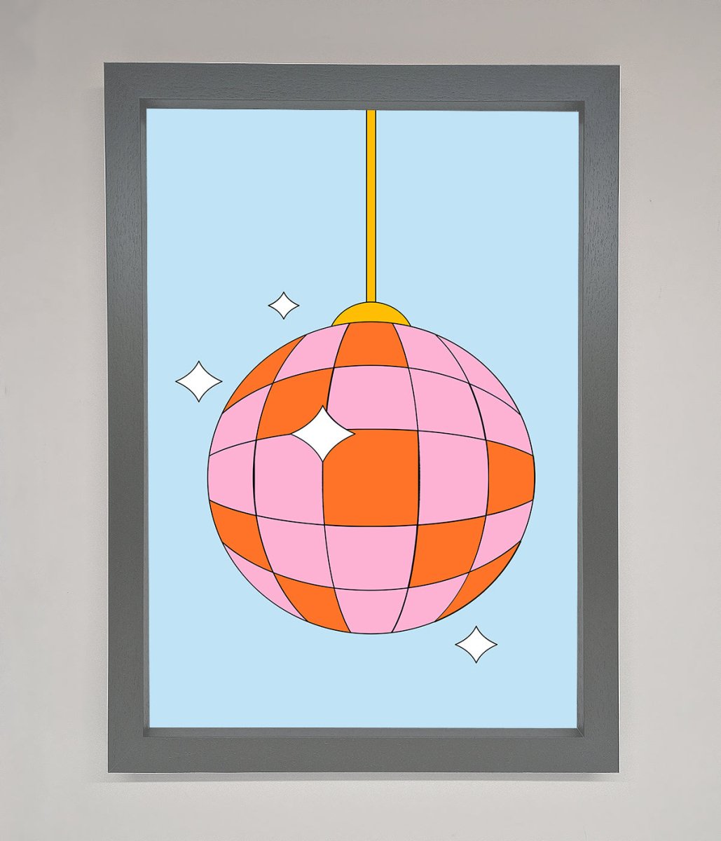Disco Ball Pink Framed Poster