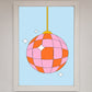 Disco Ball Pink Framed Poster
