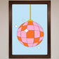 Disco Ball Pink Framed Poster
