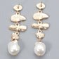 Abnormal Shape Zinc Alloy Pearl Dangle Earrings