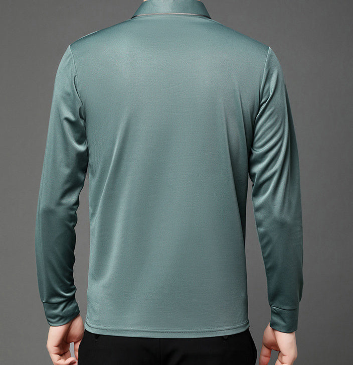 Men's Spring and Autumn Stretch Long-Sleeve Polo Collar Shirt