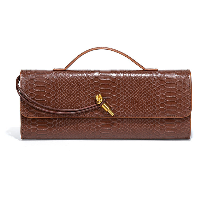Leather American Retro Hand-Held Dinner Bag Baguette Clutch