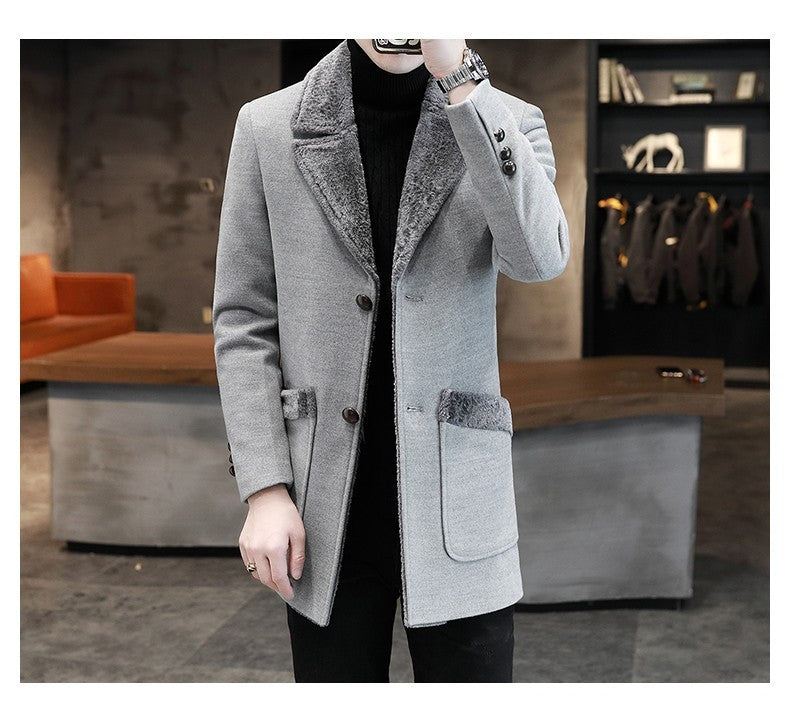 Men's Faux Fur and Chenille Thick Overcoat