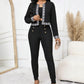 Vireous Open-Collar Embossed Long-Sleeve Suit Jacket