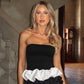 Contrast Colour Bandeau Slim-Fit Ruffled Women's Top