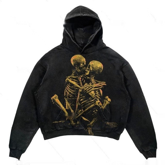 'Loving Skeleton' Fleece-Lined Printed Hooded, Multi Designs