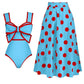 Women's One-Piece Classic Swimsuit with Matching Cover Up Skirt