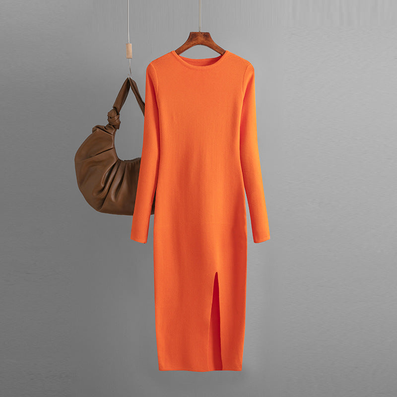 Vireous Daily Business Wear Long Sleeve Skinny Knit Dress