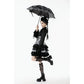 Dark in Love Belladonna Embroidered Folding Parasol in Black