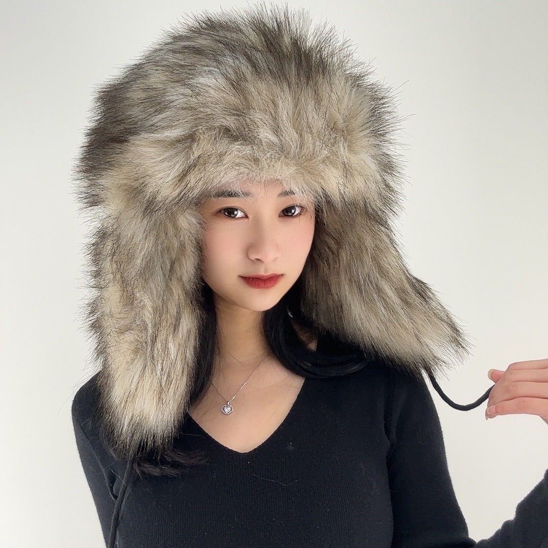 Women's Avant Garde Big Faux Fur Winter Hat and Earflaps