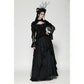 Dark in Love Fleur Gothic Rose-Embossed Velvet Long-Sleeve Top