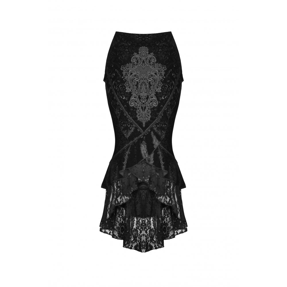 Dark In Love Zira Velvet Fishtail Midi Skirt