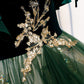 Vireous Long Sling Evening Dress Dark Green Fantasy Style