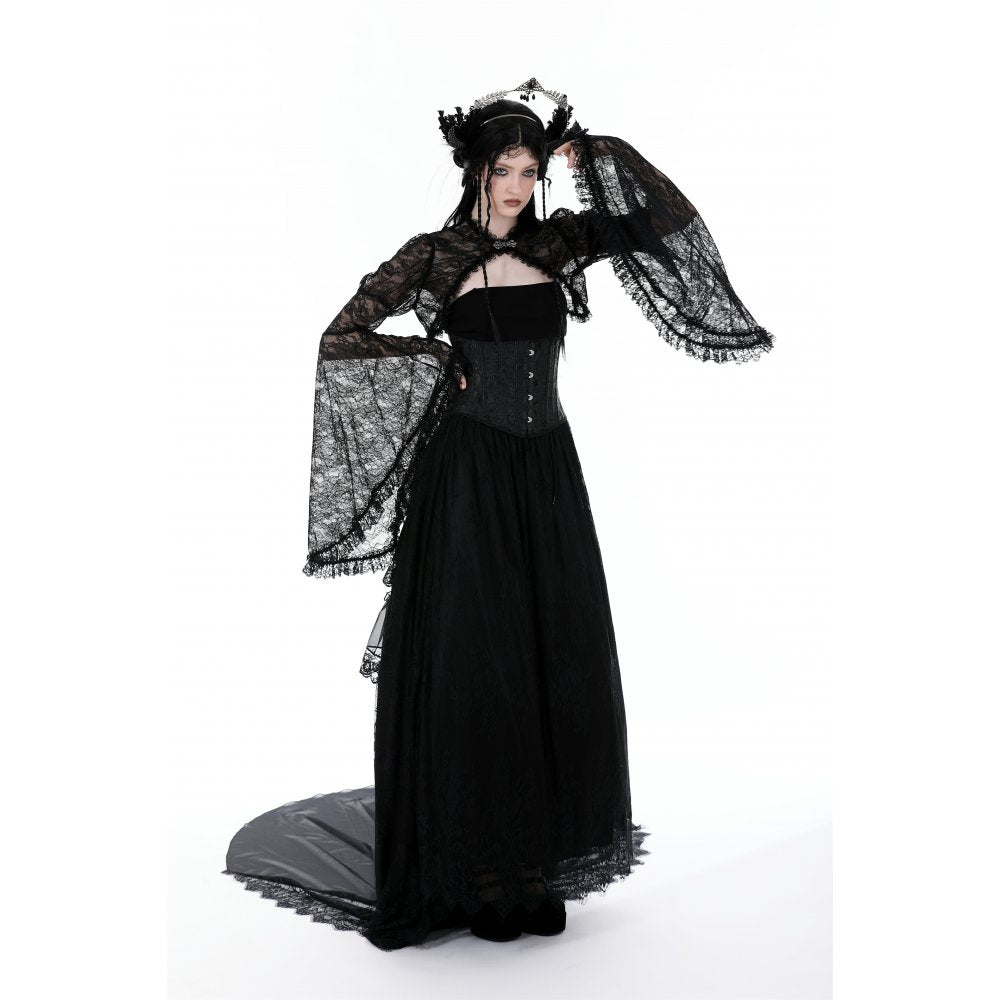 Dark in Love Belladonna Lace-Bell Sleeve Goth Shrug