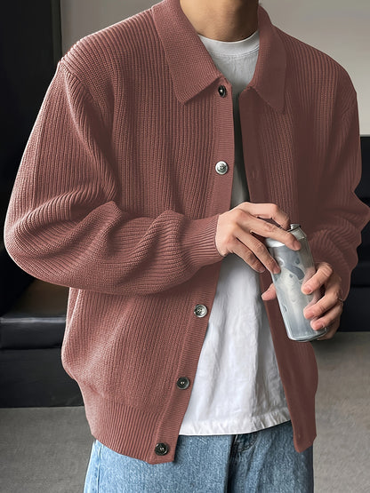 Retro Fashion Solid Colour Minimalist Men's Cardigan