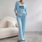 'Nope Not Today' Casual Sunken Stripe Knitted Women's Lounge Set