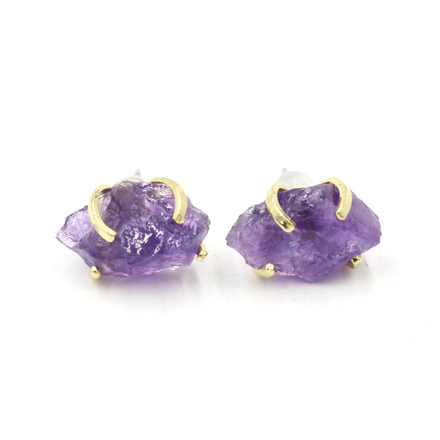 Healing Crystal Stud Earrings Irregular Natural Form