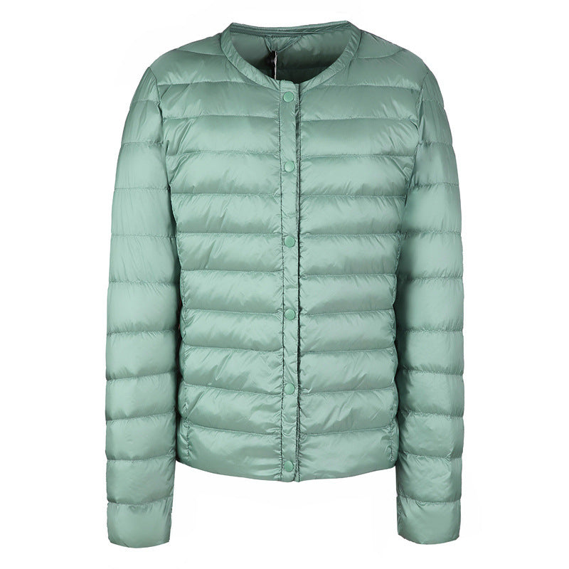 Lightweight Down Jacket, Women's Collarless Short Coat, Multi Colours