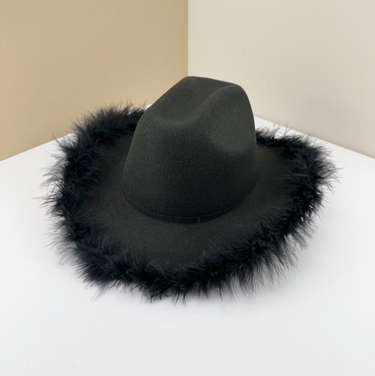 Western Denim Sunscreen Feather Broad-Brimmed Hat