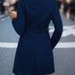 Vireous Mid-Length Women's Belt Coat, Feature Buttons