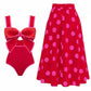 Women's One-Piece Classic Swimsuit with Matching Cover Up Skirt